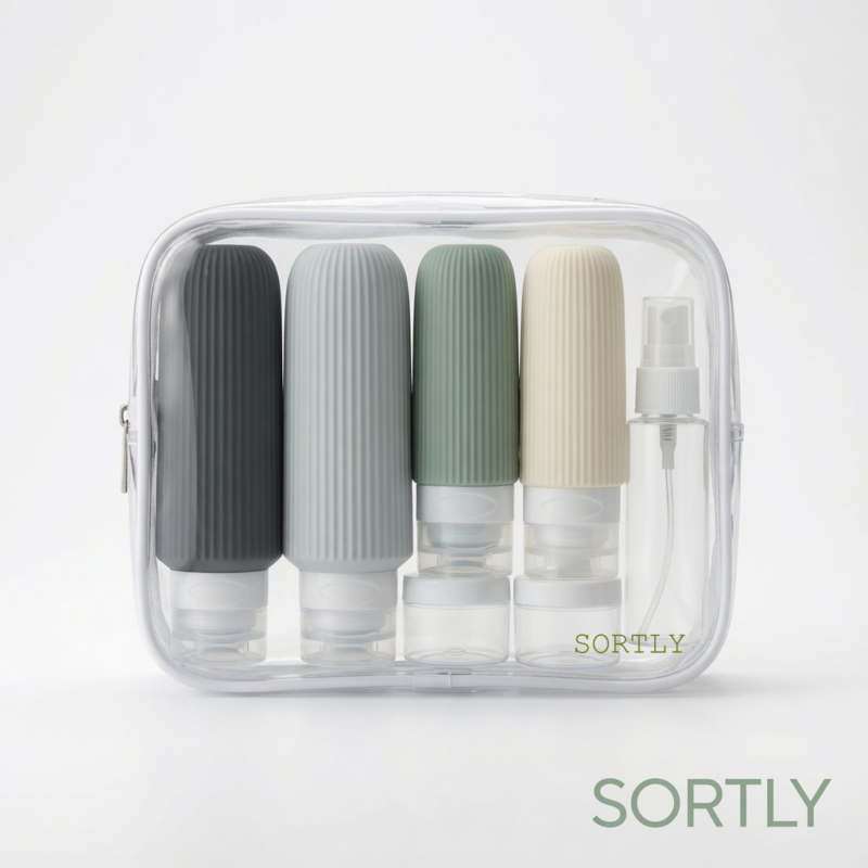 Sortly™-Travel Kit Premium — silikonowe pojemniki podróżne